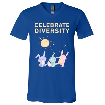 Bunny Rabbits Celebrate Diversity Gift V-Neck T-Shirt