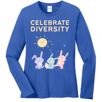 Bunny Rabbits Celebrate Diversity Gift Ladies Long Sleeve Shirt