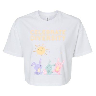 Bunny Rabbits Celebrate Diversity Gift Bella+Canvas Jersey Crop Tee