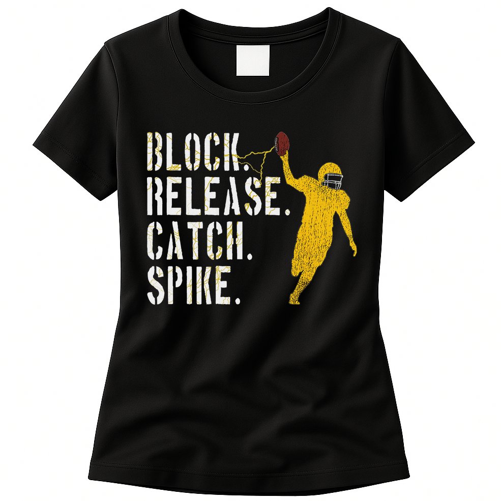 Block Release Catch Spike National Tight End Day Womens T-Shirt
