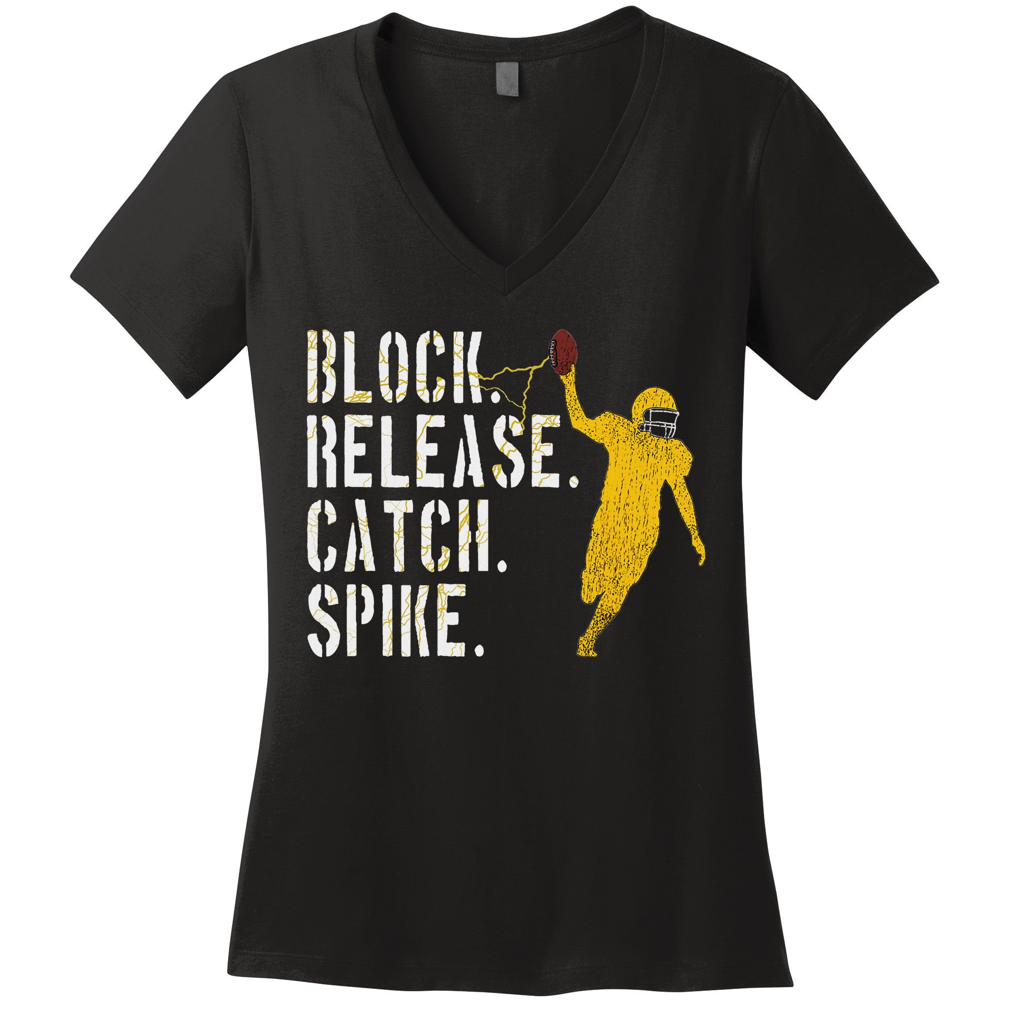 Block Release Catch Spike National Tight End Day Women's V-Neck T-Shirt