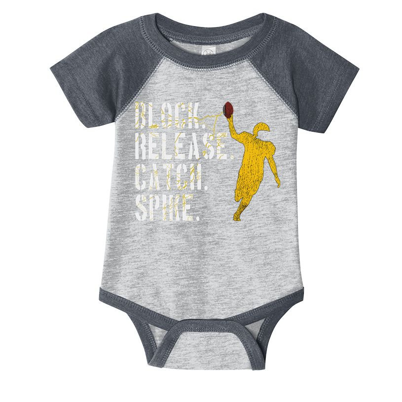 Block Release Catch Spike National Tight End Day Infant Baby Jersey Bodysuit