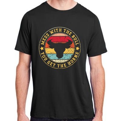 Bull Rider Cowboys Mess With The Bull YouLl Get The Horns Adult ChromaSoft Performance T-Shirt