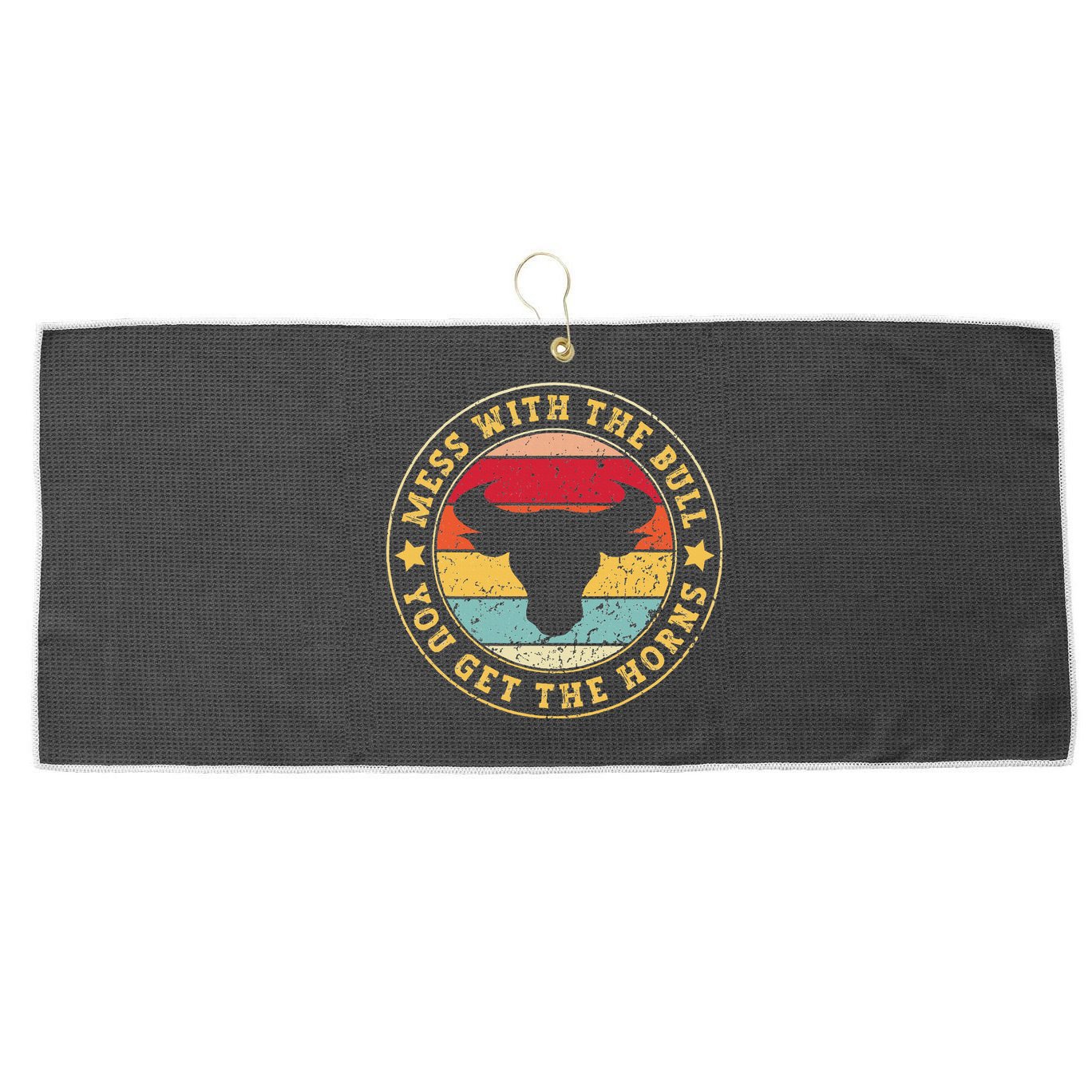 Bull Rider Cowboys Mess With The Bull YouLl Get The Horns Large Microfiber Waffle Golf Towel