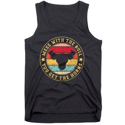 Bull Rider Cowboys Mess With The Bull YouLl Get The Horns Tank Top