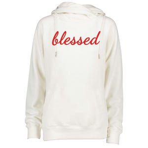 Blessed Red Christian Womens Funnel Neck Pullover Hood