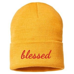 Blessed Red Christian Sustainable Knit Beanie