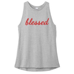 Blessed Red Christian Ladies PosiCharge Tri-Blend Wicking Tank