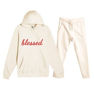 Blessed Red Christian Premium Hooded Sweatsuit Set