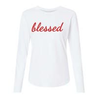 Blessed Red Christian Womens Cotton Relaxed Long Sleeve T-Shirt