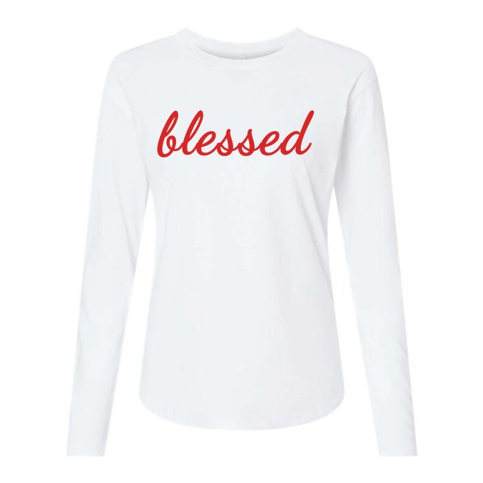 Blessed Red Christian Womens Cotton Relaxed Long Sleeve T-Shirt