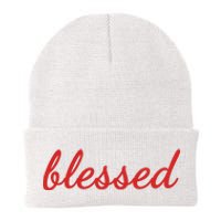 Blessed Red Christian Knit Cap Winter Beanie