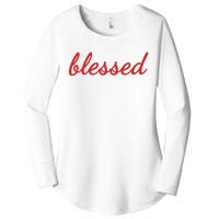 Blessed Red Christian Women's Perfect Tri Tunic Long Sleeve Shirt