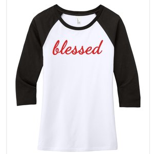 Blessed Red Christian Women's Tri-Blend 3/4-Sleeve Raglan Shirt