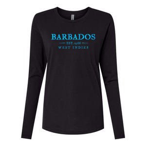 Barbados Retro Colorful Text Cruise Souvenir Womens Cotton Relaxed Long Sleeve T-Shirt