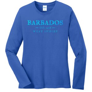 Barbados Retro Colorful Text Cruise Souvenir Ladies Long Sleeve Shirt