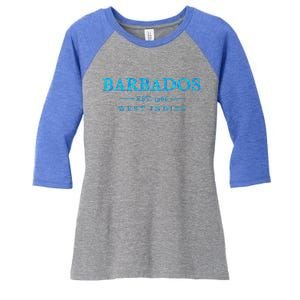 Barbados Retro Colorful Text Cruise Souvenir Women's Tri-Blend 3/4-Sleeve Raglan Shirt