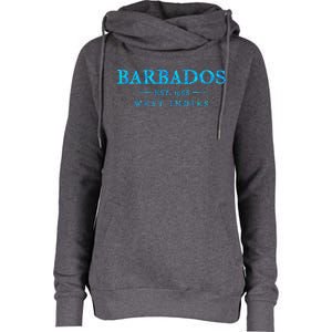 Barbados Retro Colorful Text Cruise Souvenir Womens Funnel Neck Pullover Hood