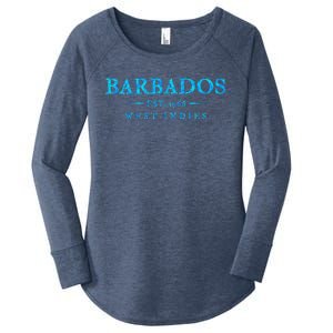 Barbados Retro Colorful Text Cruise Souvenir Women's Perfect Tri Tunic Long Sleeve Shirt