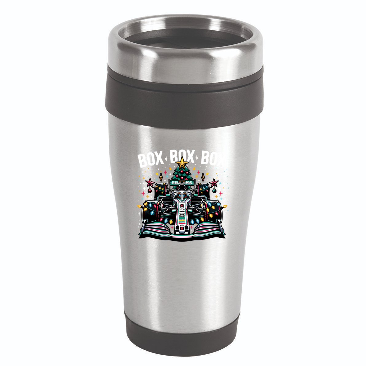 Box Radio Call Fun Christmas Tree Formula Racing Car Box Box 16oz Travel Tumbler
