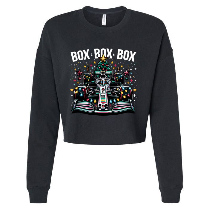 Box Radio Call Fun Christmas Tree Formula Racing Car Box Box Cropped Pullover Crew