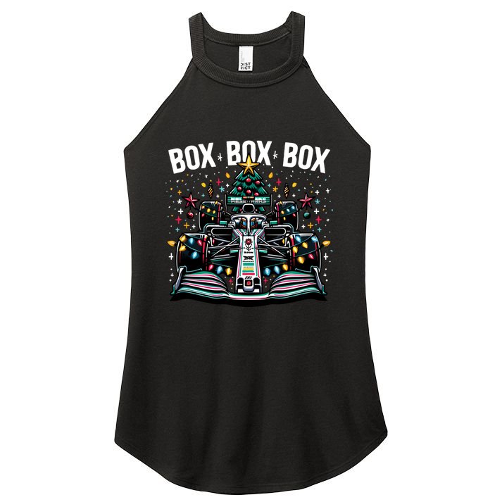 Box Radio Call Fun Christmas Tree Formula Racing Car Box Box Women's Perfect Tri Rocker Tank