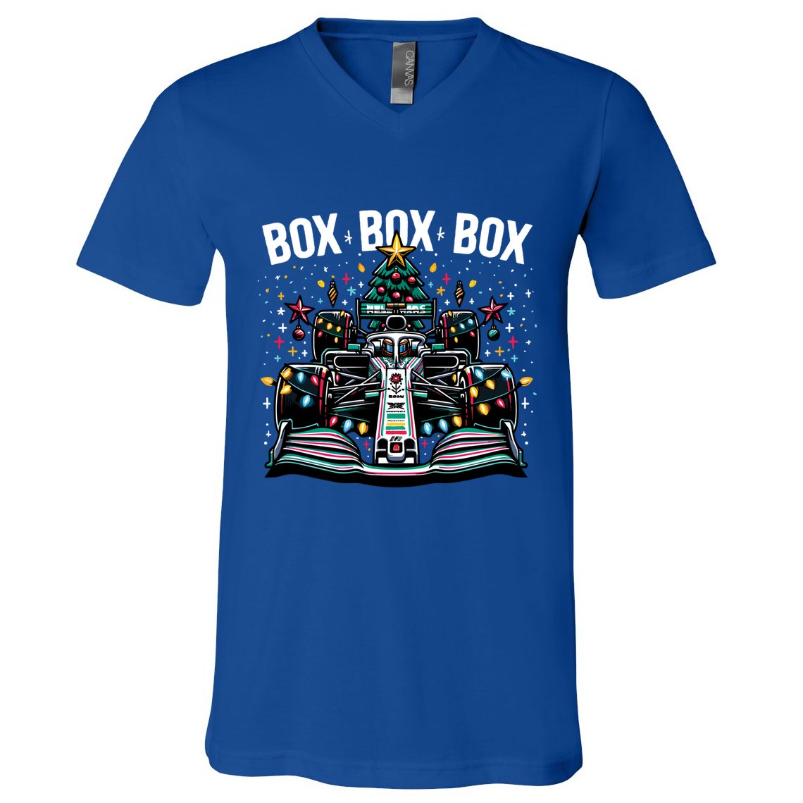 Box Radio Call Fun Christmas Tree Formula Racing Car Box Box V-Neck T-Shirt