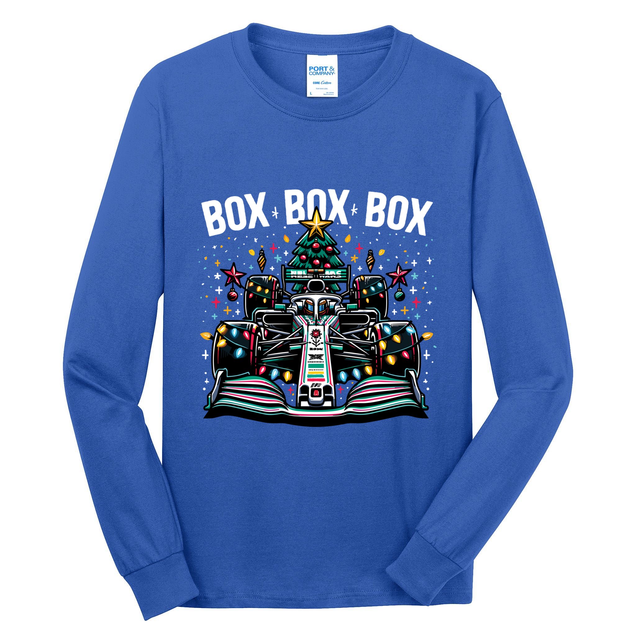 Box Radio Call Fun Christmas Tree Formula Racing Car Box Box Tall Long Sleeve T-Shirt
