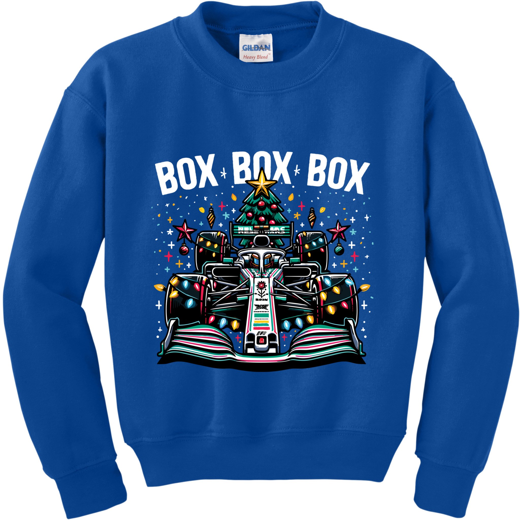 Box Radio Call Fun Christmas Tree Formula Racing Car Box Box Kids Sweatshirt