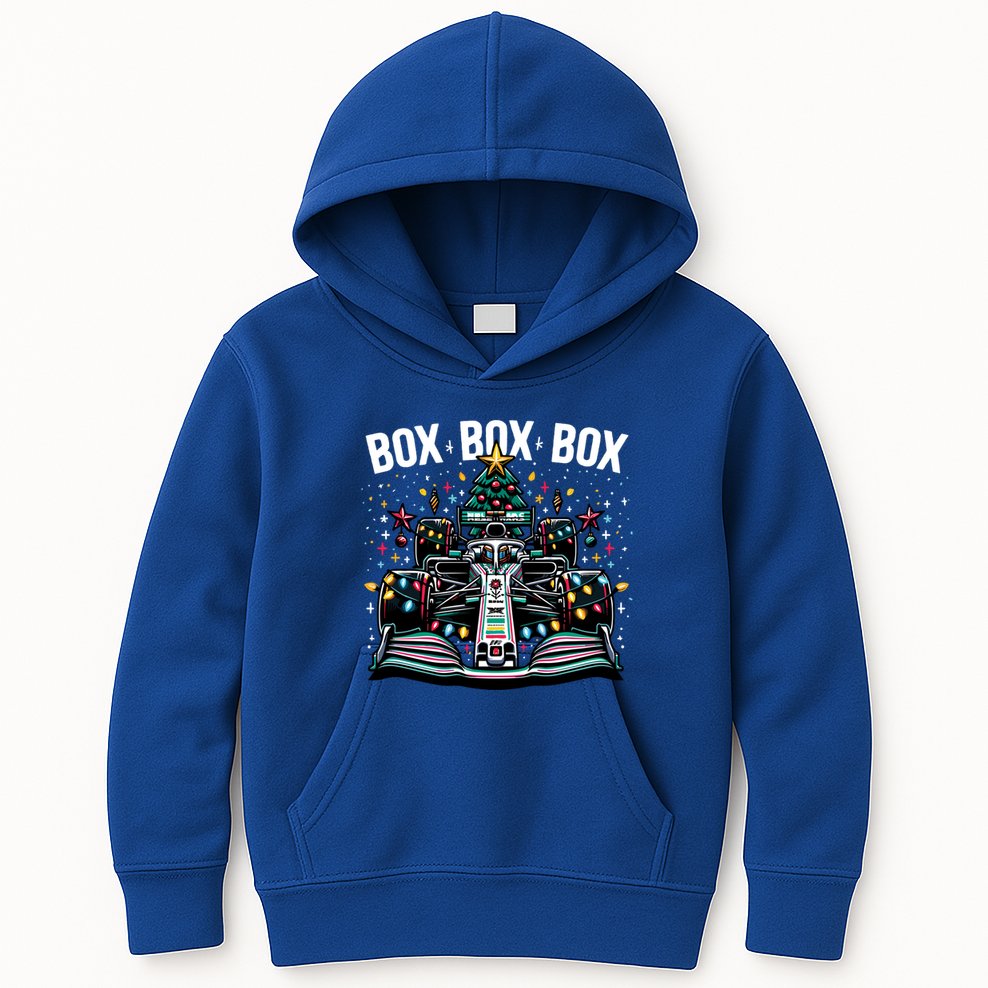 Box Radio Call Fun Christmas Tree Formula Racing Car Box Box Kids Hoodie