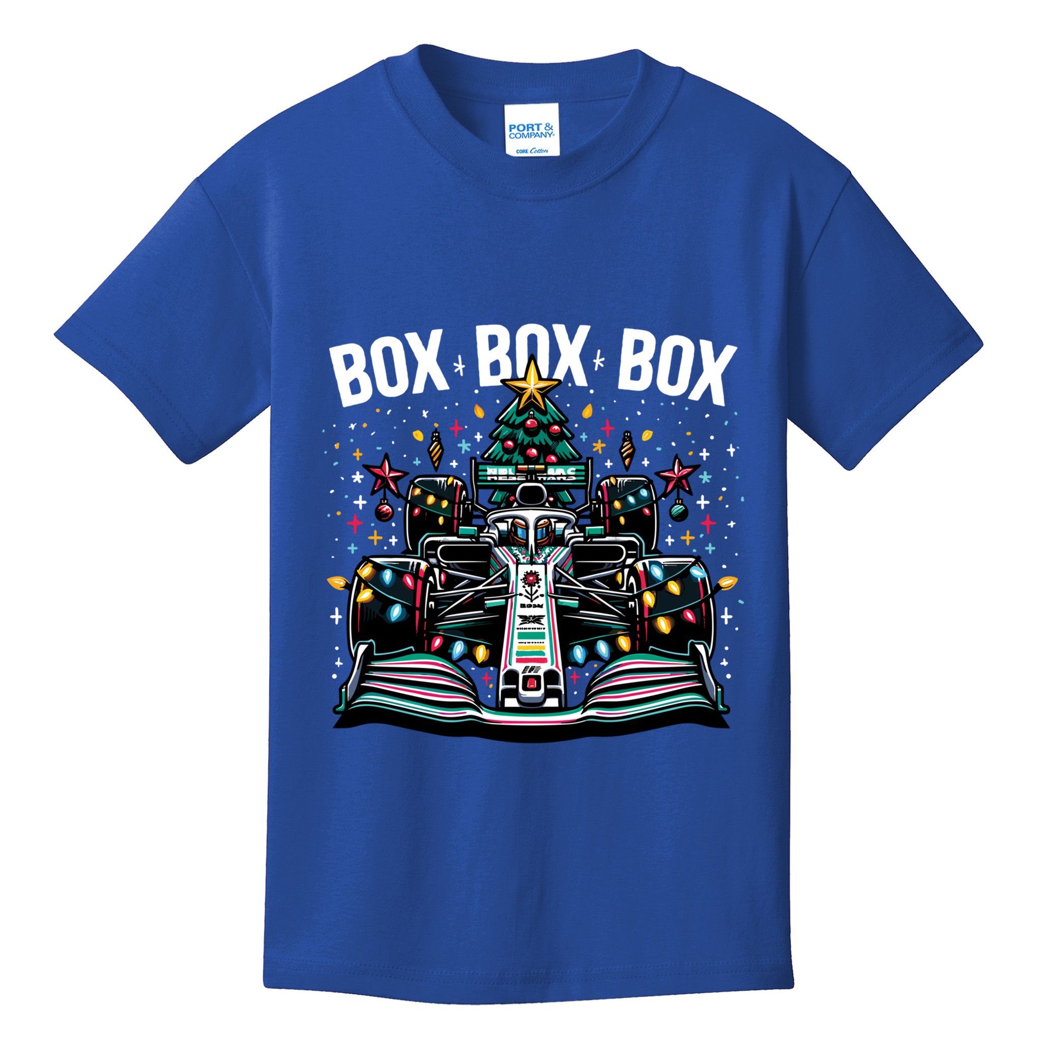 Box Radio Call Fun Christmas Tree Formula Racing Car Box Box Kids T-Shirt
