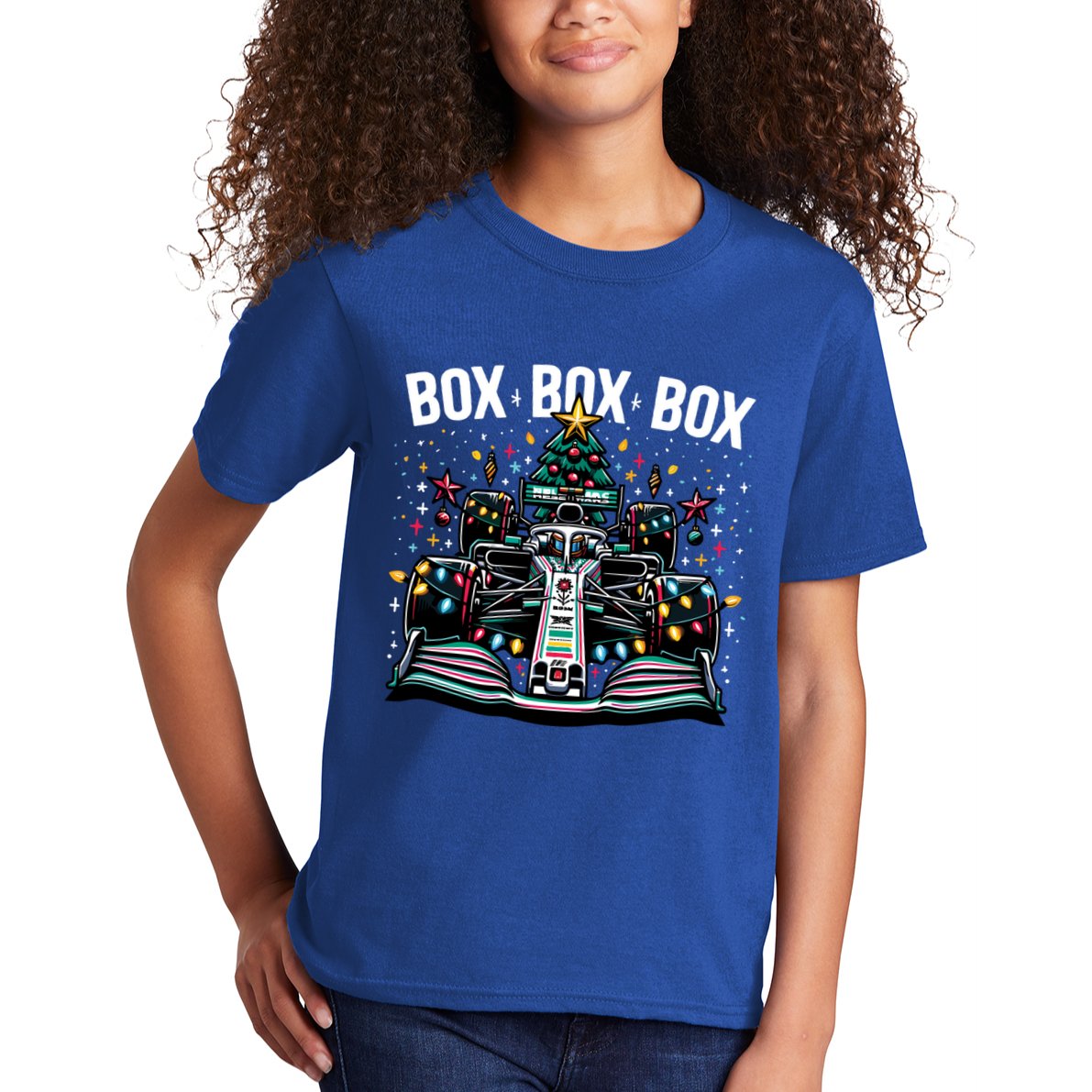 Box Radio Call Fun Christmas Tree Formula Racing Car Box Box Kids T-Shirt