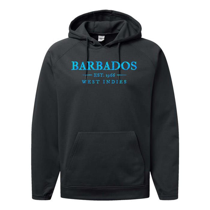 Barbados Retro Colorful Text Women Cruise Souvenir Performance Fleece Hoodie