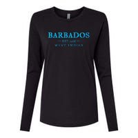 Barbados Retro Colorful Text Women Cruise Souvenir Womens Cotton Relaxed Long Sleeve T-Shirt