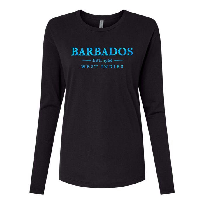 Barbados Retro Colorful Text Women Cruise Souvenir Womens Cotton Relaxed Long Sleeve T-Shirt