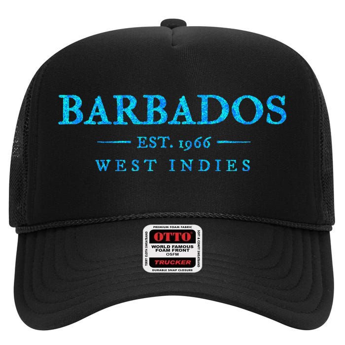 Barbados Retro Colorful Text Women Cruise Souvenir High Crown Mesh Back Trucker Hat