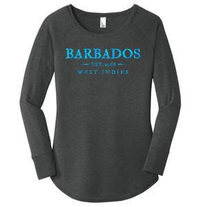 Barbados Retro Colorful Text Women Cruise Souvenir Women's Perfect Tri Tunic Long Sleeve Shirt