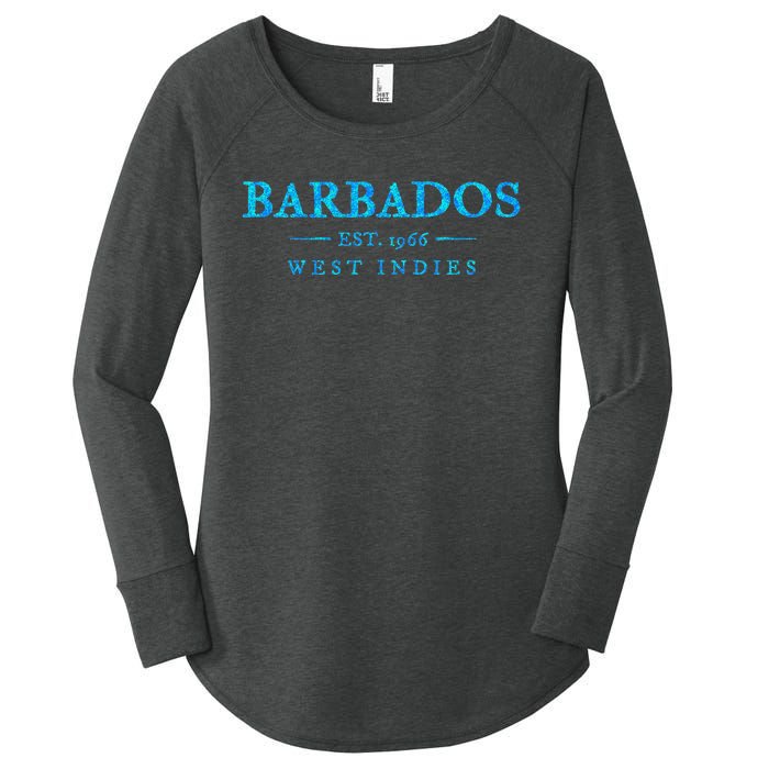 Barbados Retro Colorful Text Women Cruise Souvenir Women's Perfect Tri Tunic Long Sleeve Shirt