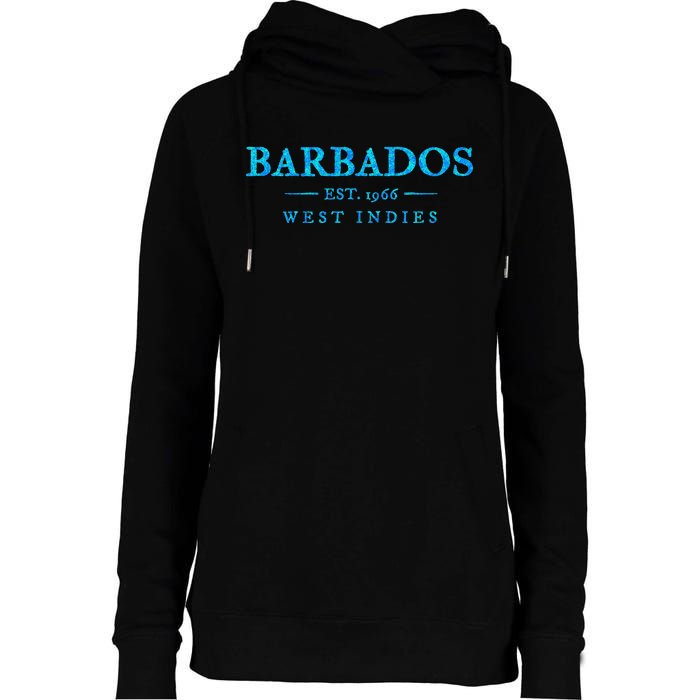 Barbados Retro Colorful Text Women Cruise Souvenir Womens Funnel Neck Pullover Hood