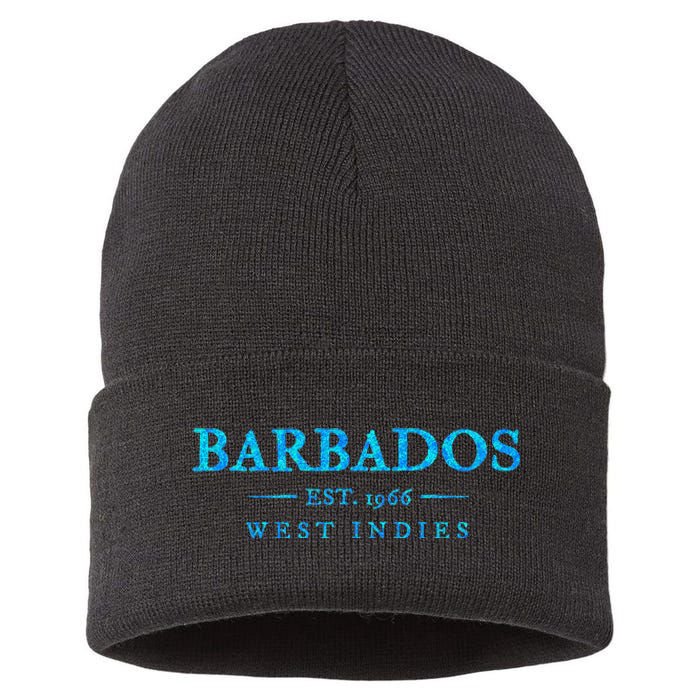 Barbados Retro Colorful Text Women Cruise Souvenir Sustainable Knit Beanie