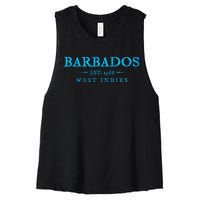 Barbados Retro Colorful Text Women Cruise Souvenir Women's Racerback Cropped Tank