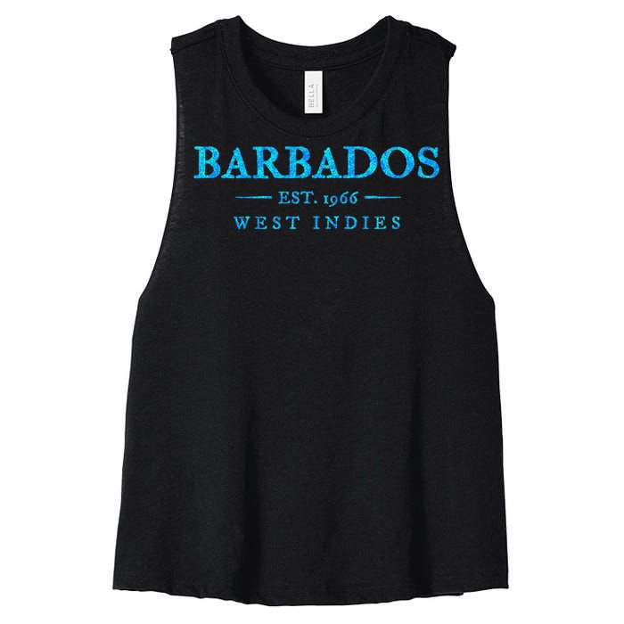 Barbados Retro Colorful Text Women Cruise Souvenir Women's Racerback Cropped Tank