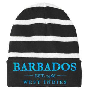 Barbados Retro Colorful Text Women Cruise Souvenir Striped Beanie with Solid Band