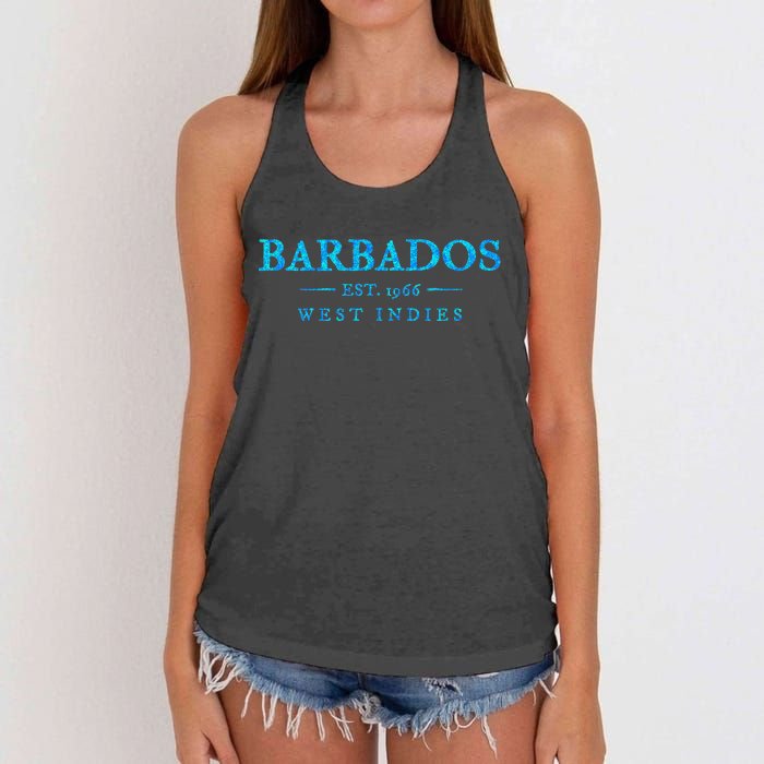 Barbados Retro Colorful Text Women Cruise Souvenir Women's Knotted Racerback Tank