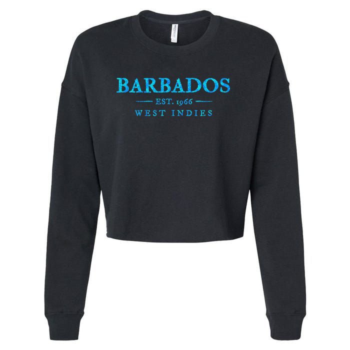 Barbados Retro Colorful Text Women Cruise Souvenir Cropped Pullover Crew