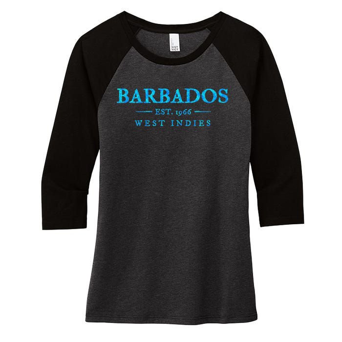 Barbados Retro Colorful Text Women Cruise Souvenir Women's Tri-Blend 3/4-Sleeve Raglan Shirt