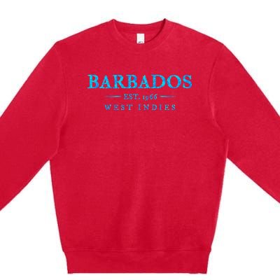 Barbados Retro Colorful Text Women Cruise Souvenir Premium Crewneck Sweatshirt