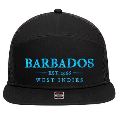 Barbados Retro Colorful Text Cruise Souvenir 7 Panel Mesh Trucker Snapback Hat