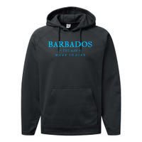 Barbados Retro Colorful Text Cruise Souvenir Performance Fleece Hoodie