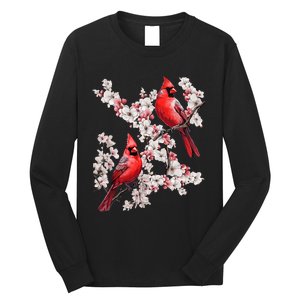 Beautiful Red Cardinal Birds Winter Scene Christmas Pajama Long Sleeve Shirt